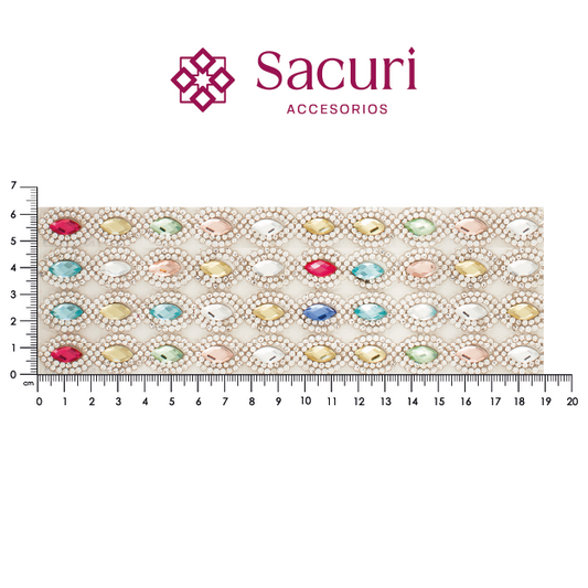 Hoja de cristal almendra 6x11 cristal+multicolor (24x40) P100HC