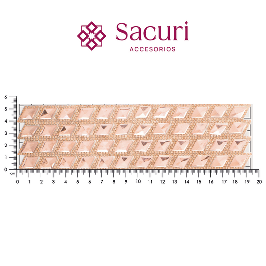Hoja de cristal rombo 10x17 LT peach (24x40) P129HC