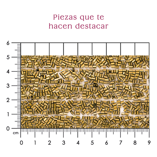 Hoja tubo chaquira 2 mm dorada (24x40) P157HC