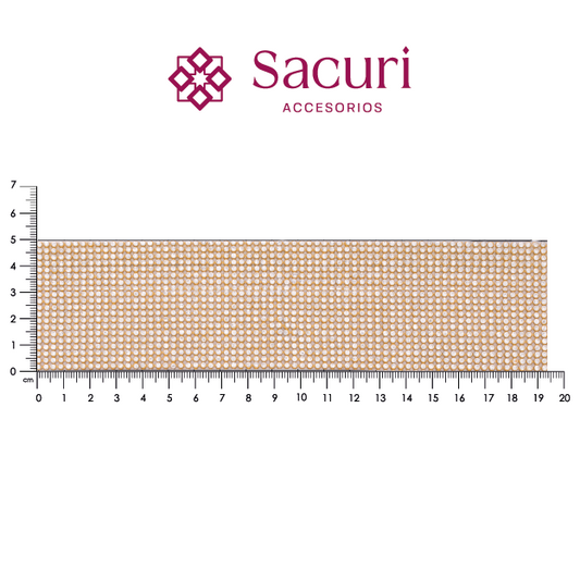 Malla papelillo 3mm Dorado con cristal P17HC