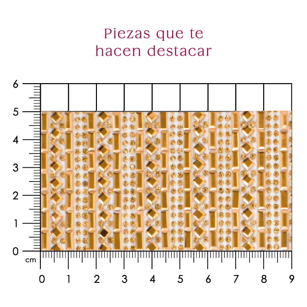 Hoja de cristal rectangulo + rombo 6x2 golden (24x40) P187HC