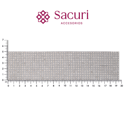 Malla cadena 3 mm plata con cristal (45x120) P18HC