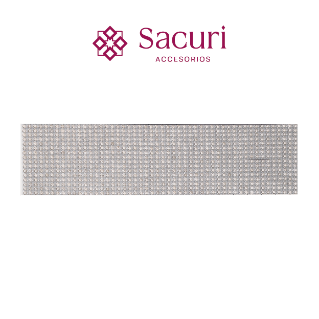 Malla cadena 3 mm plata con cristal (45x120) P18HC