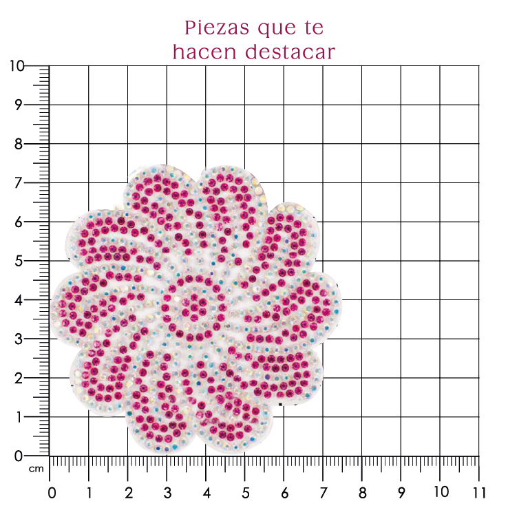 Hoja flor cristal fucsia (24x40) P197HC