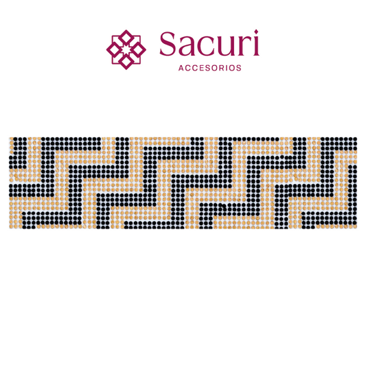 Hoja de cristal 2 mm grecas golden + negro (24x40) P215HC