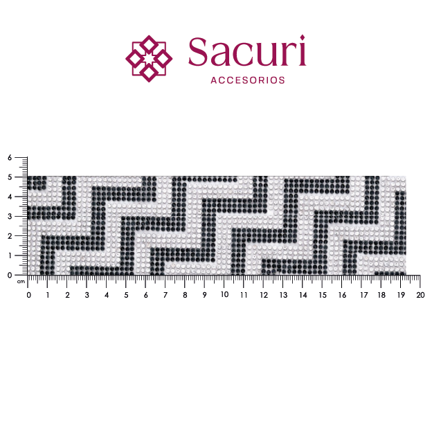 Hoja de cristal 2 mm grecas cristal + negro (24x40) P216HC