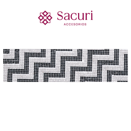 Hoja de cristal 2 mm grecas cristal + negro (24x40) P216HC