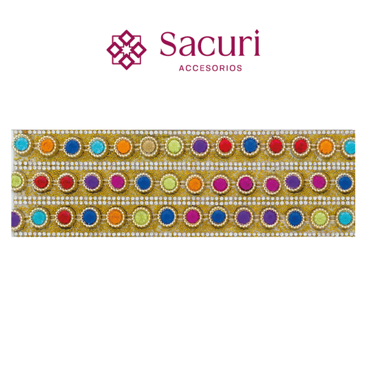 Hoja de cristal con cadena plastimetal multicolor (24x40) P218HC