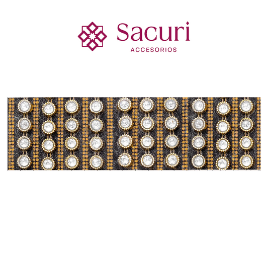 Hoja de cristal con cadena plastimetal negro P219HC