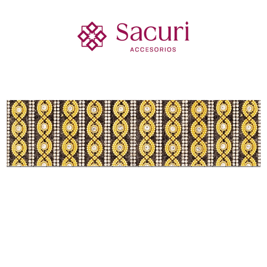 Hoja de cristal con cadena plastiImetal negro (24x40) P220HC