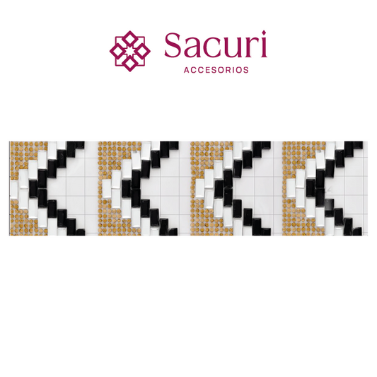 Hoja de cristal grecas golden + cristal + negro (24x40) P224HC