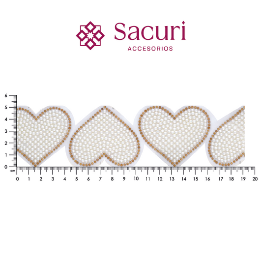 Hoja de cristal corazón con perla 60x50 (24x40) P236HC