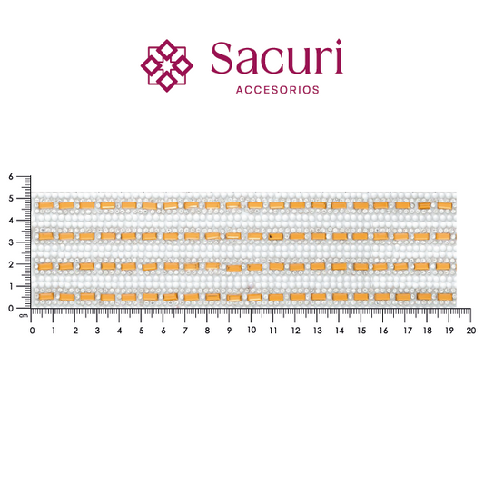 Hoja de cristal rectangular 3x7 golden+cristal con ceramica (24x40) P248HC