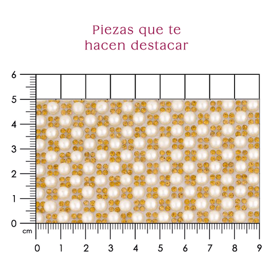 Hoja de cristal con perla 5mm (24x40) P254HC