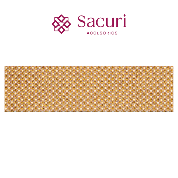 Malla cadena 3 mm dorado con cristal+golden (45x120) P262HC