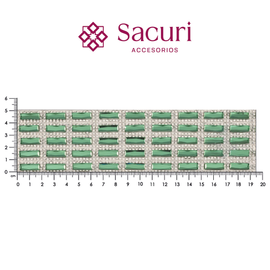 Hoja de cristal rectangulo 5x15 PERIDOT+cristal (24x40) P327HC