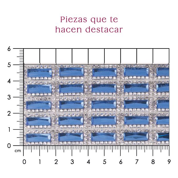 Hoja de cristal rectangulo 5x15 SAPPHIRE+cristal (24x40) P328HC