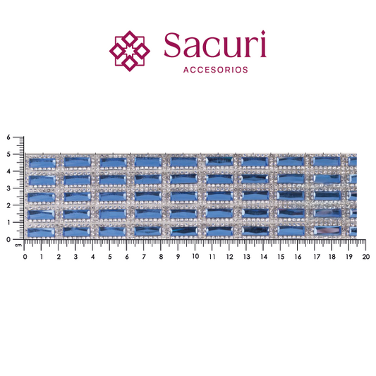 Hoja de cristal rectangulo 5x15 SAPPHIRE+cristal (24x40) P328HC