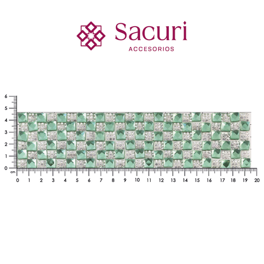 Hoja de cristal cuadro 8 mm PERIDOT+cristal (24x40) P333HC