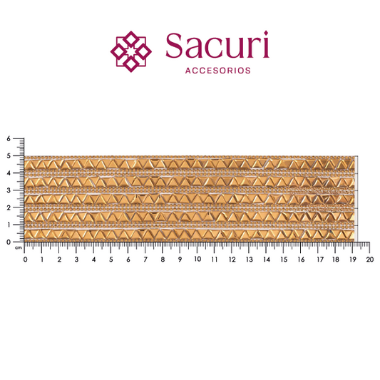 Hoja de cristal triangulo 6 mm + 2 líneas dorado P340HC