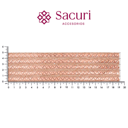 Hoja de cristal triangulo 6 mm + 2 líneas oro rosa P341HC