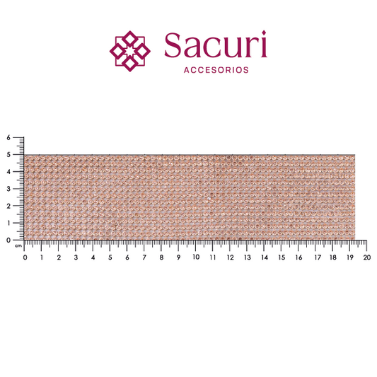 Malla cadena 3 mm oro rosa+peach cristal (45x120) P343HC