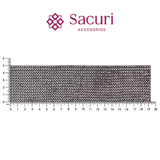 Malla cadena 3 mm negro+cristal (45x120) P344HC