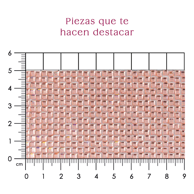 Hoja de cristal cuadro 3x3 mm oro rosa P348HC