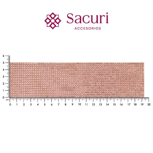 Malla cadena 3 mm nuevo oro rosa+cristal (45x120) P354HC