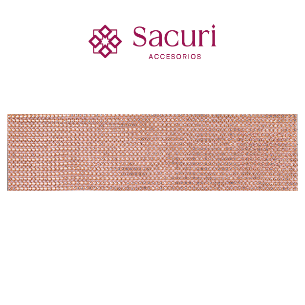 Malla cadena 3 mm nuevo oro rosa+cristal (45x120) P354HC