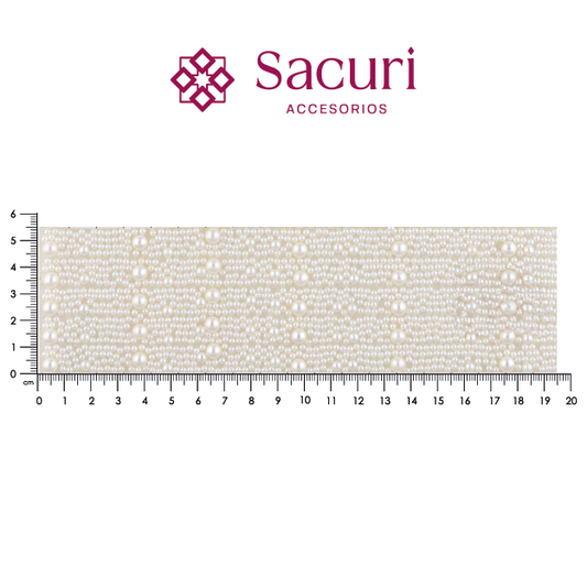 Hoja de perlas beige 6 mm, 4 mm Y caviar 2 mm (24x40) P377HC