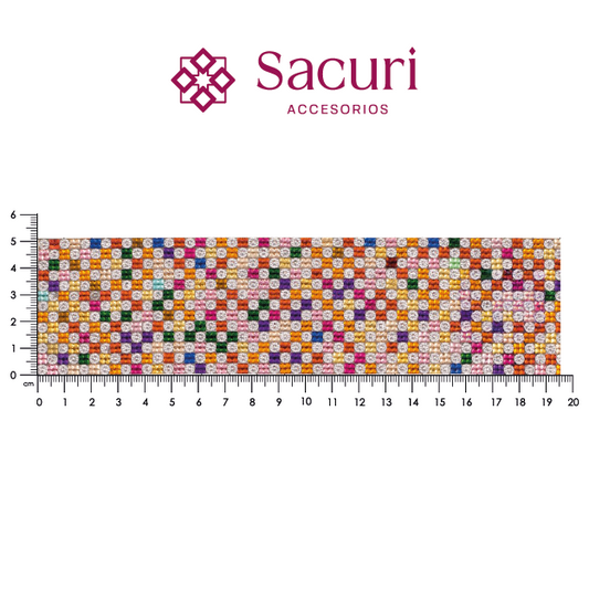 Hoja cristal cuadro 4mm multi + circulo plata 4mm. P409HC