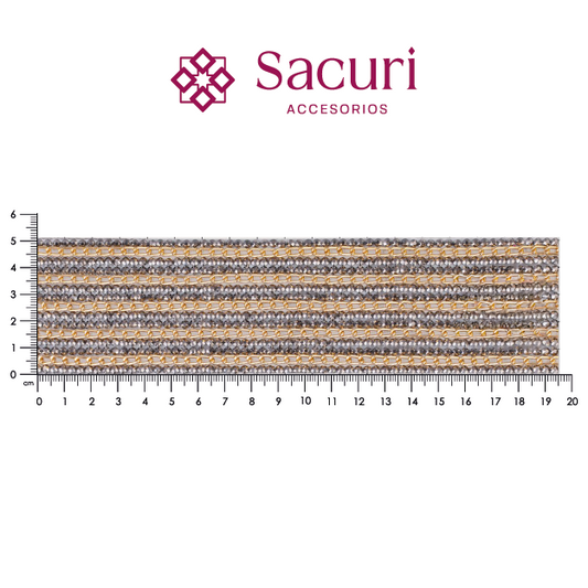 Hoja cristal 3mm hematite + cadena. P413HC