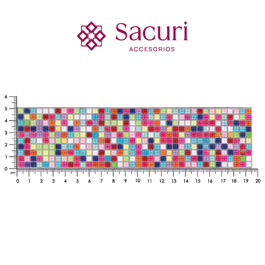 Lámina cristal ultra 4x4 mm multi c/caviar plata. P417HC