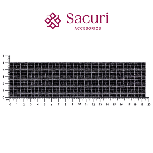 Lámina cristal ultra 4x4 mm negro c/caviar plata. P418HC