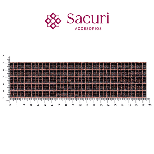 Lámina cristal ultra 4x4 mm negro c/caviar oro rosa. P420HC