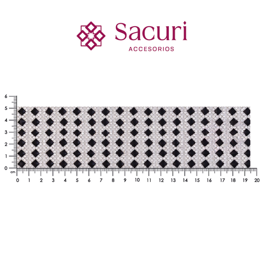 Hoja cristal 2mm + rombo 5x5 negro