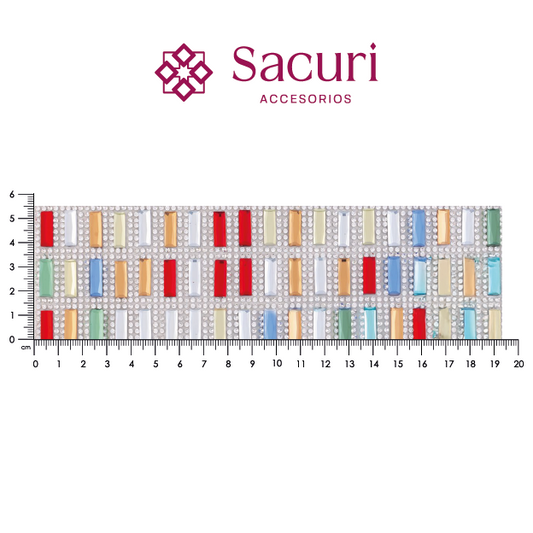 Lámina baguette 5x15 multi + 2mm plata. P451HC