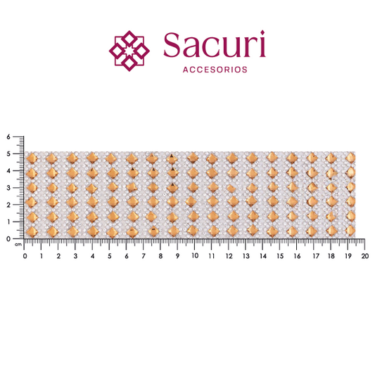 Lámina 24x40 cristal 2mm plata + rombo 5x5 golden. P458HC