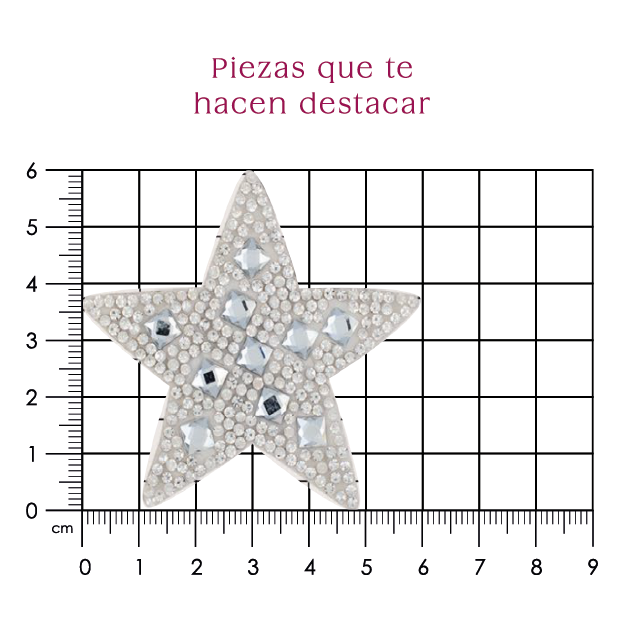 Parche estrella 6cm cristal 2mm + cuadro 4x4mm P476HC