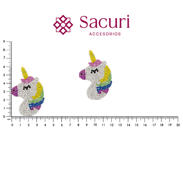Parche unicornio cabeza 40x60mm cristal 2mm P480HC