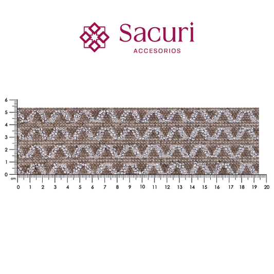 Lámina cristal 2mm humo + chaquira inox olas. P500