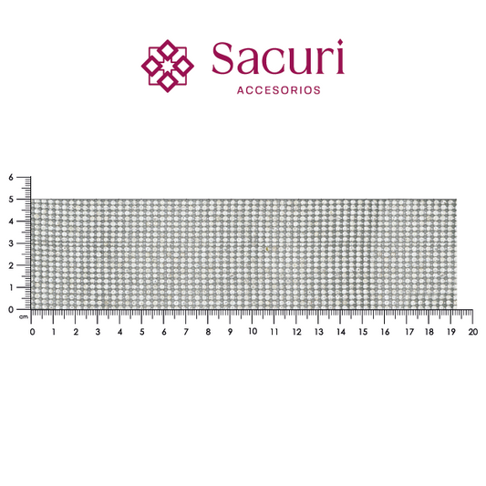Malla papelillo 2mm Plata con Cristal (35x120) P89HC