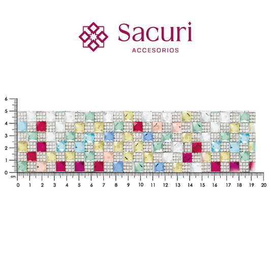 Hoja de cristal cuadro 8 mm cristal+multicolor (24x40) P98HC