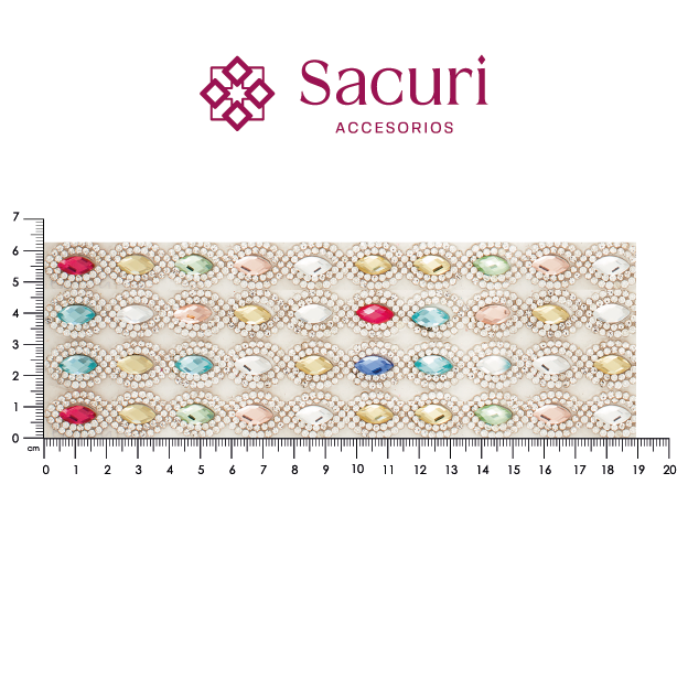 Hoja de cristal almendra 6x11 cristal+multicolor (24x40) P100HC