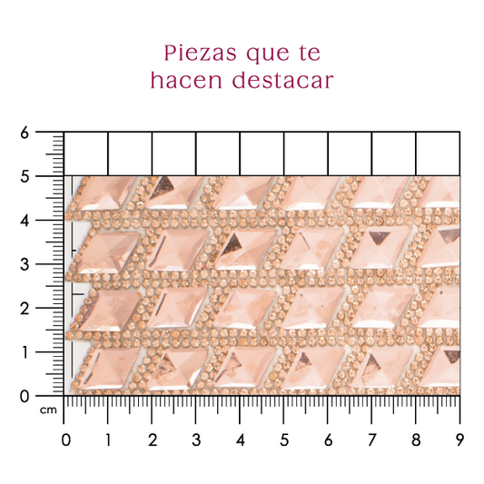 Hoja de cristal rombo 10x17 LT peach (24x40) P129HC