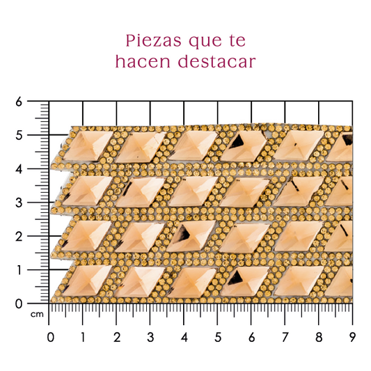 Hoja de cristal rombo 10x17 golden (24x40) P130HC