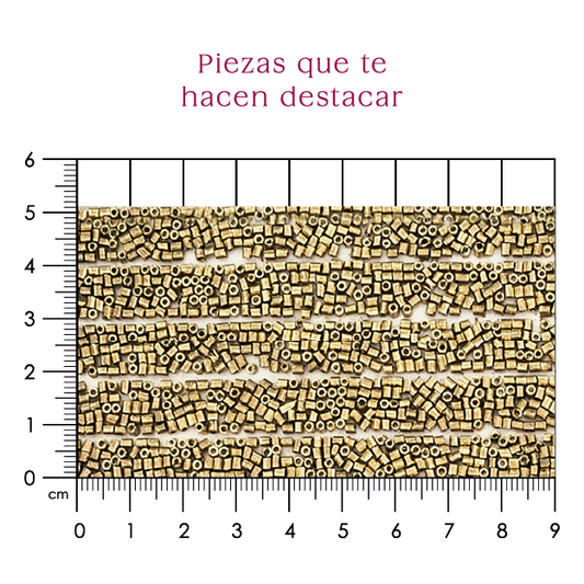 Hoja tubo chaquira 2 mm dorada (24x40) P157HC