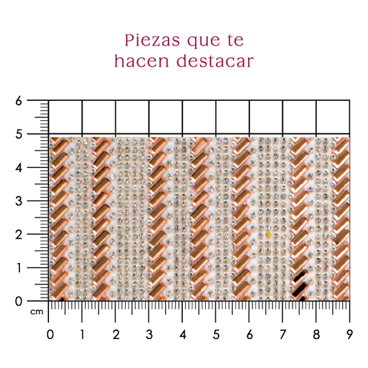 Hoja de cristal línea rectangulo 6x2 LT peach + cristal(24x40) P184HC