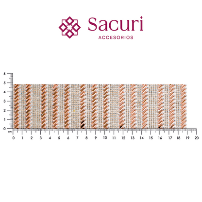 Hoja de cristal línea rectangulo 6x2 LT peach + cristal(24x40) P184HC